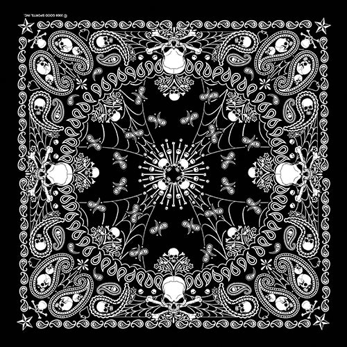 SKULLS AND FLAMES 22 INCH BANDANNAS - USA AND IMPORT - As low as $0.84 per piece*