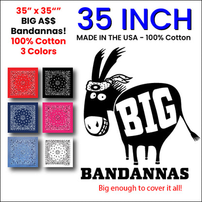 35 INCH BIG A$$ PAISLEY BANDANNAS - MADE IN THE USA - AS LOW AS $3.24 EACH*