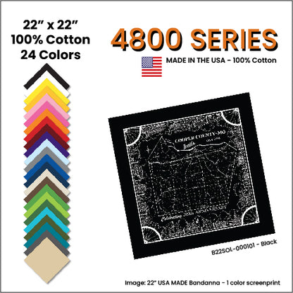 4800 SERIES 22 INCH SOLID COLOR BANDANNAS - MADE IN USA - AS LOW AS $1.20 EACH*