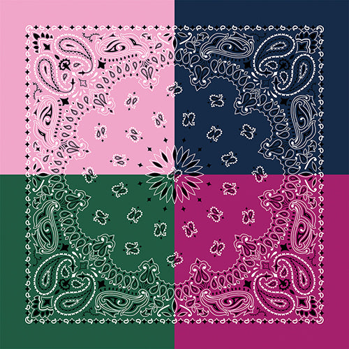 QUAD AND TRI-COLOR PAISLEY 22 INCH BANDANNAS - MADE IN THE USA - As low as $1.17 per piece*