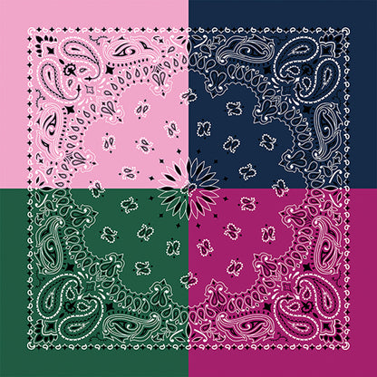 QUAD AND TRI-COLOR PAISLEY 22 INCH BANDANNAS - MADE IN THE USA - As low as $1.17 per piece*